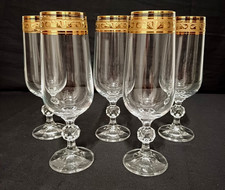 5x Sektgläser Goldrand