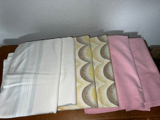 3 x 2 Baumwoll Laken ohne Gummizug Streifen Wellen überwiegend DDR Stoff Nähen