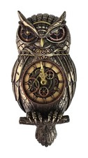 Vogelfigur Steampunk Wandfigur Wanduhr Retro Eule Hängeuhr Uhu Veronese Design