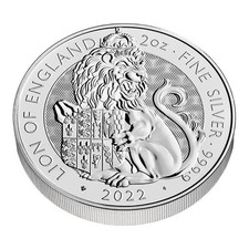 Großbritannien Silber 2 Oz., 5 Pounds 2022 Queens Beasts , LION /Löwe of ENGLAND