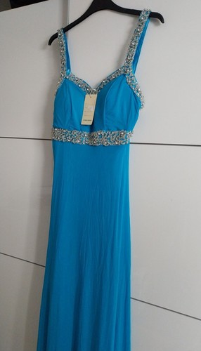 Abendkleid blau silber 38 - abendkleid,