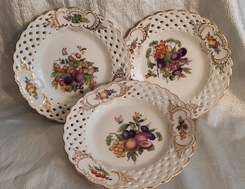 Fraureuth porzellan teller - 3x,