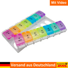 Tablettenbox 14 Fächer Pillenbox Medikamentenbox mit 2 Fächer für 7 Tage