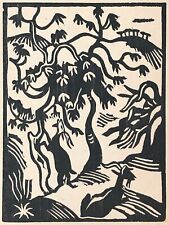 Richard Seewald (1889–1976 München) Holzschnitt „Ziegen in einem Obstgarten“ ~19