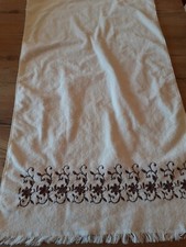 Frottee-Handtuch Irisette wollweiß/braun Neu Vintage