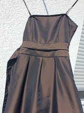 Mexx Cocktailkleid Gr.36 Ärmellos Spaghettiträger Glänzend,  Braun m Spitze