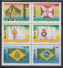 Brasilien 1978 Historische Flaggen, Mi.-Nr. 1671-1675 **  Brasil RHM C-1055-1059