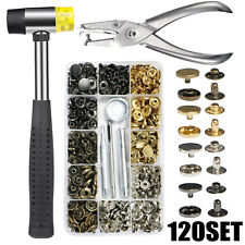 120 SET Kupfer Druckknopf Set mit Druckknopfzange Ø12mm DIY Nähbedarf 4 Farben