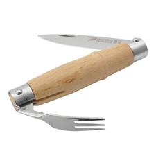 Taschenmesser Edelstahlklinge Gabel Kapselheber Buchenholzgriff Outdoor Camping
