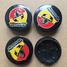 4x 50mm Schwarz Fiat Abarth Gelb Nabendeckel Felgendeckel Nabenkappe Alufelgen