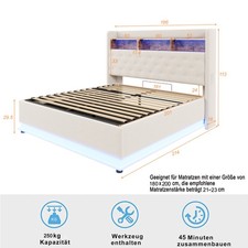 180x200 cm LED Polsterbett