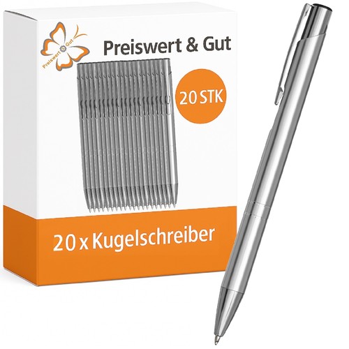 Kugelschreiber set 20x silber - kugelschreiber,