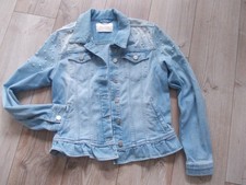 Rich & Royal - Jeansjacke - Perlen - Rüschen - blau - Gr. M