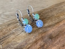 Ohrringe Swarovski Kristalle opal-grün antik style zu Kleid Tunika kein Konplott