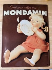 Blechschild 3D Prägung, Mondamin Mädchen 29x39cm Retro