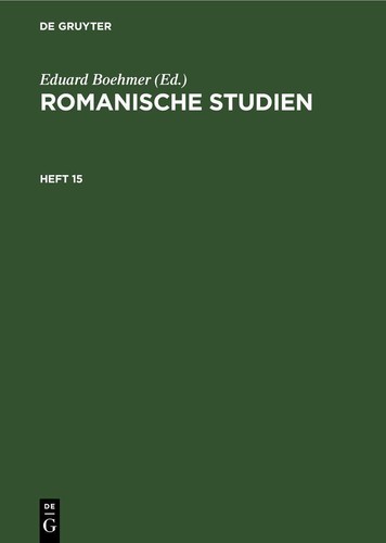 Romanische studien heft 15 - romanische, studien.