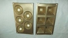 2 Muffinformen, Backformen, Kuchenformen SILIKON,Halbkugel u. Pyramide, gebrauch