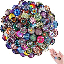 100 Stück 25Mm Muggelsteine Bunt Kinder, Gemischte Farbe Glassteine, Glas Caboch