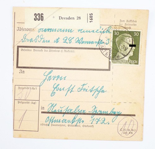 Deutsches reich paketkarte - deutsches,