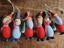 6 x Holz Figuren Schneemann