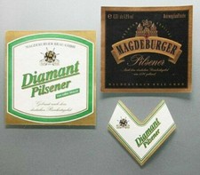 2+ alte Bier Etiketten - Magdeburger Brau GmbH - Diamant Pilsener - Magdeburg