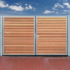 Einfahrtstor 500 x 180cm 2-flügelig Verzinkt mit Holz Tor Gartentor Holztor NEU