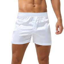 Herren Satin Boxershorts Pyjama Shorts Kurz Hose Höschen Boxer Trunk Nachtwäsche