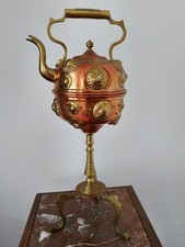 Teekessel Samowar für Holzkohle antik Kupfer Messing