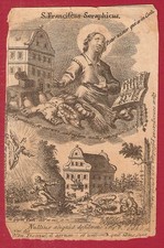 Andachtsbild S. Franciscus Seraphicus - Kupferstich 18. Jh. - Randbeschädigung