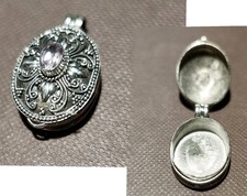 Anhänger, 925er Silber, Handarbeit, Medaillon, Box, Giftanhänger mit 1 Amethyst