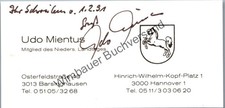 Original Autogramm Udo Mientus (1942-2020) MdL Niedersachsen /// Autogramm Autog