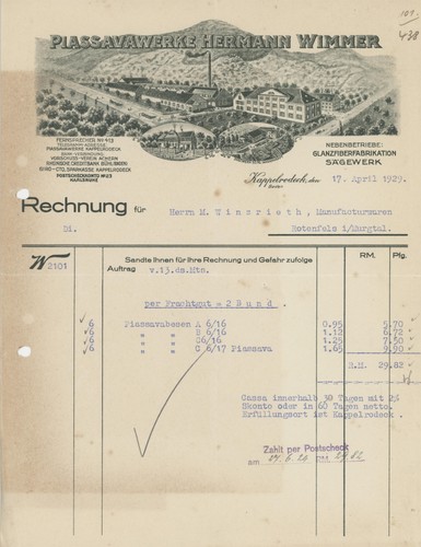 Rechnung plassavawerke hermann - rechnung,
