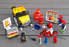 Playmobil Shell Werkstatt Auto Figuren  Motorrad Öl Fässer 