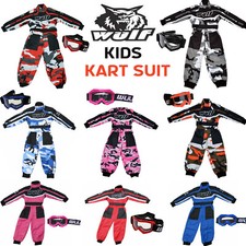 KINDER KARTANZUG MOTOCROSS OVERALL WULF MOTORRAD OFF-ROAD RENNEN ANZUG MX BRILLE
