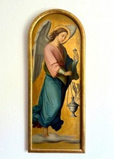 Öl auf Leinwand – Engel mit Weihrauchfass, vergoldeter Rundrahmen, 1870–1920 TOP