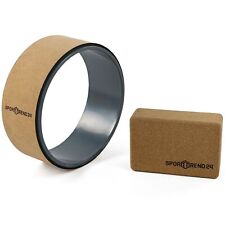 Sporttrend 24® Yoga Wheel Cork + Yoga Block, Yogarad für Yoga Pilates Gymnastik