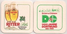 Dortmunder Ritter Pils - alter Bierdeckel "1100 Jahre Dortmund" aus 1982