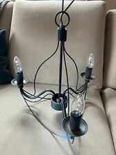 Kronleuchter, Hängeleuchte, Pendelleuchte rustikal, petrol-grün, 3-flammig