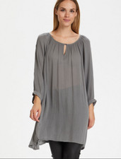 ★ KAFFE Damen Tunika Bluse Minikleid "AMBER" in Grau ★ Gr. 34 = S ★ NEU ★