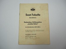 Fortschritt Saxonia Leichte Reihe Heckanbau Drillmaschine Saattabelle ca. 1980