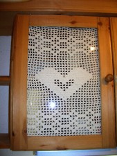 Gardinen Filethäkeln  HANDARBEIT  creme 45x30 cm Deko 2 Stück