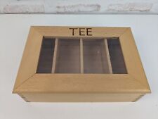 Teebox Teekiste aus Holz mit 4 Fächern Aufbewahrungsbox für Teebeutel