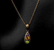 Anhänger 925 Silber Gold Amethyst Citrin Peridot Juwelo Kette - funkelnd