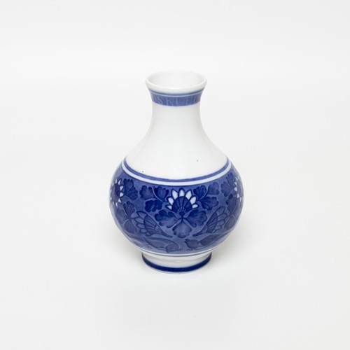 Vase porzellan weiß blu - weiß,