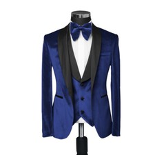 Slim Fit Samt Sakko mit Weste