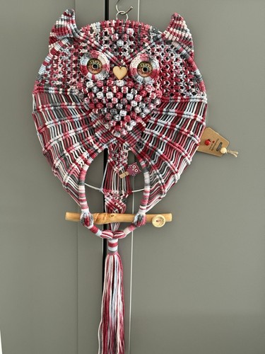 Makramee eule wandbehang - wandbehang, boho