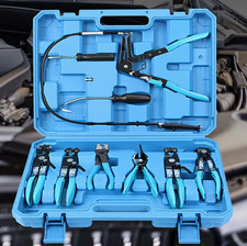 9-teiliges Schlauchklemmen Zangen Set Clip Entfernen Set Schwenkbacken flach abgewinkelt KFZ