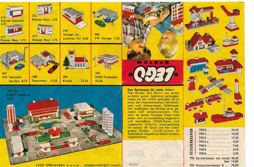 Lego system preisliste - system, 1957