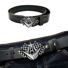 Motorsport Biker Racing Hot Rod Rockabilly Schnalle Ledergürtel 90-130 cm *097