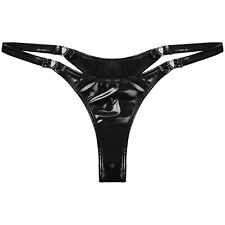 DE Damen Wetlook Slip Low Rise String Glänzend Hot Panties Lackleder Höschen